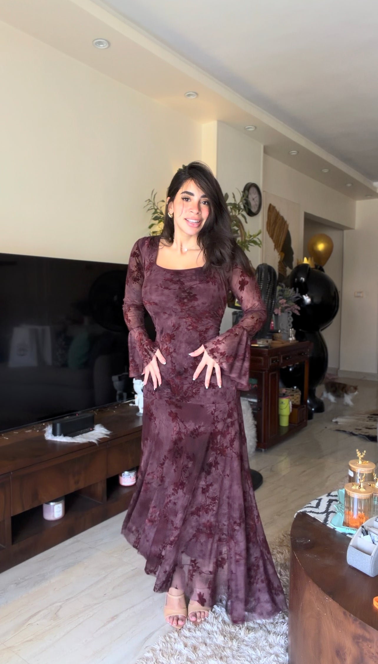 فستان مربع ورد