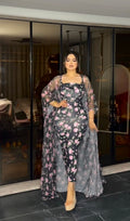 Cashmere rose printed with a rose printed robe