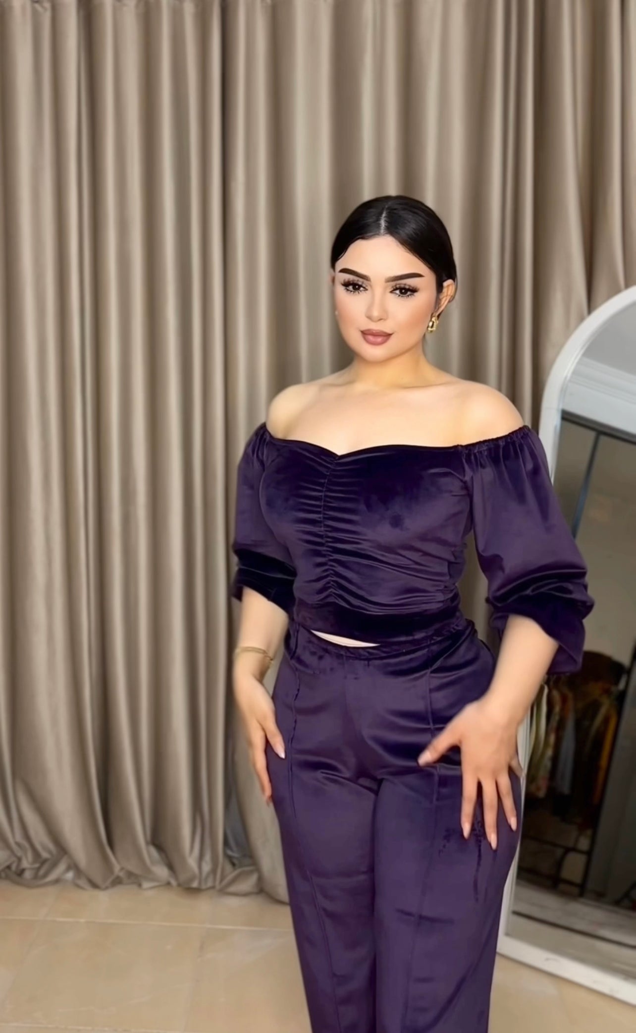 بيجامة موف قطيفة