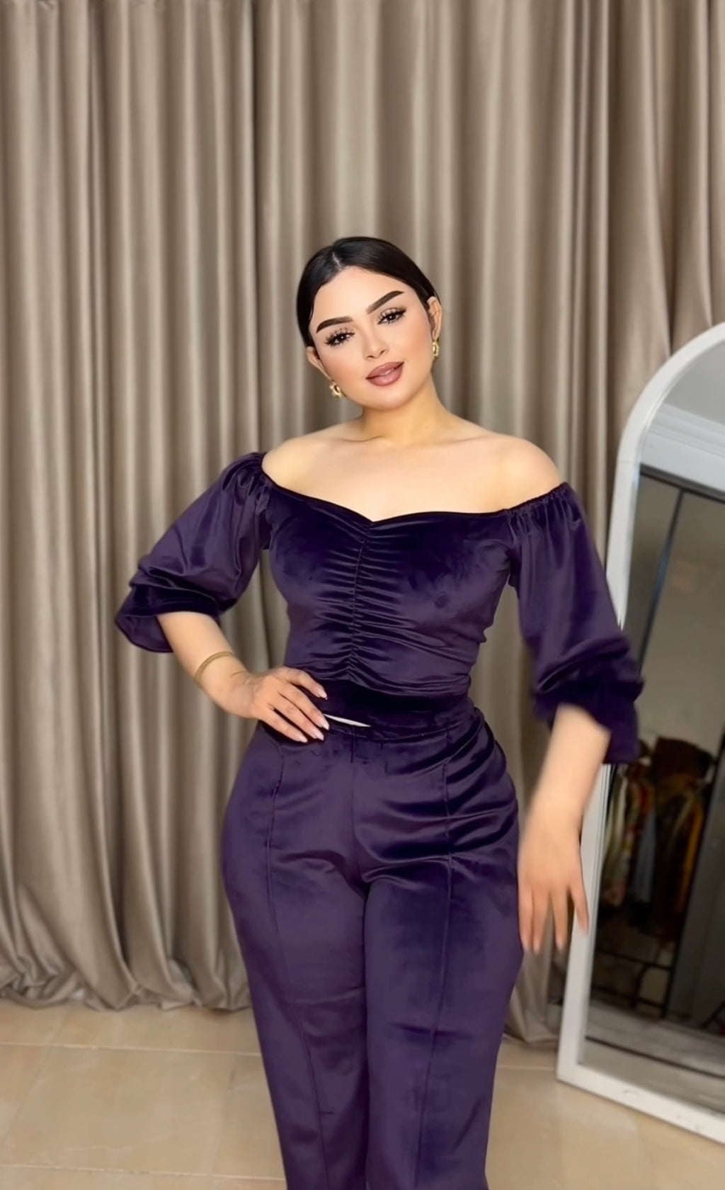 بيجامة موف قطيفة