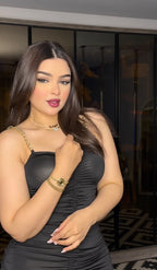 فستان اسود زبدة سلسله