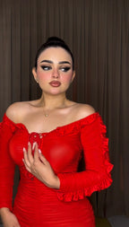 فستان زبدة دوبارة من الصدر