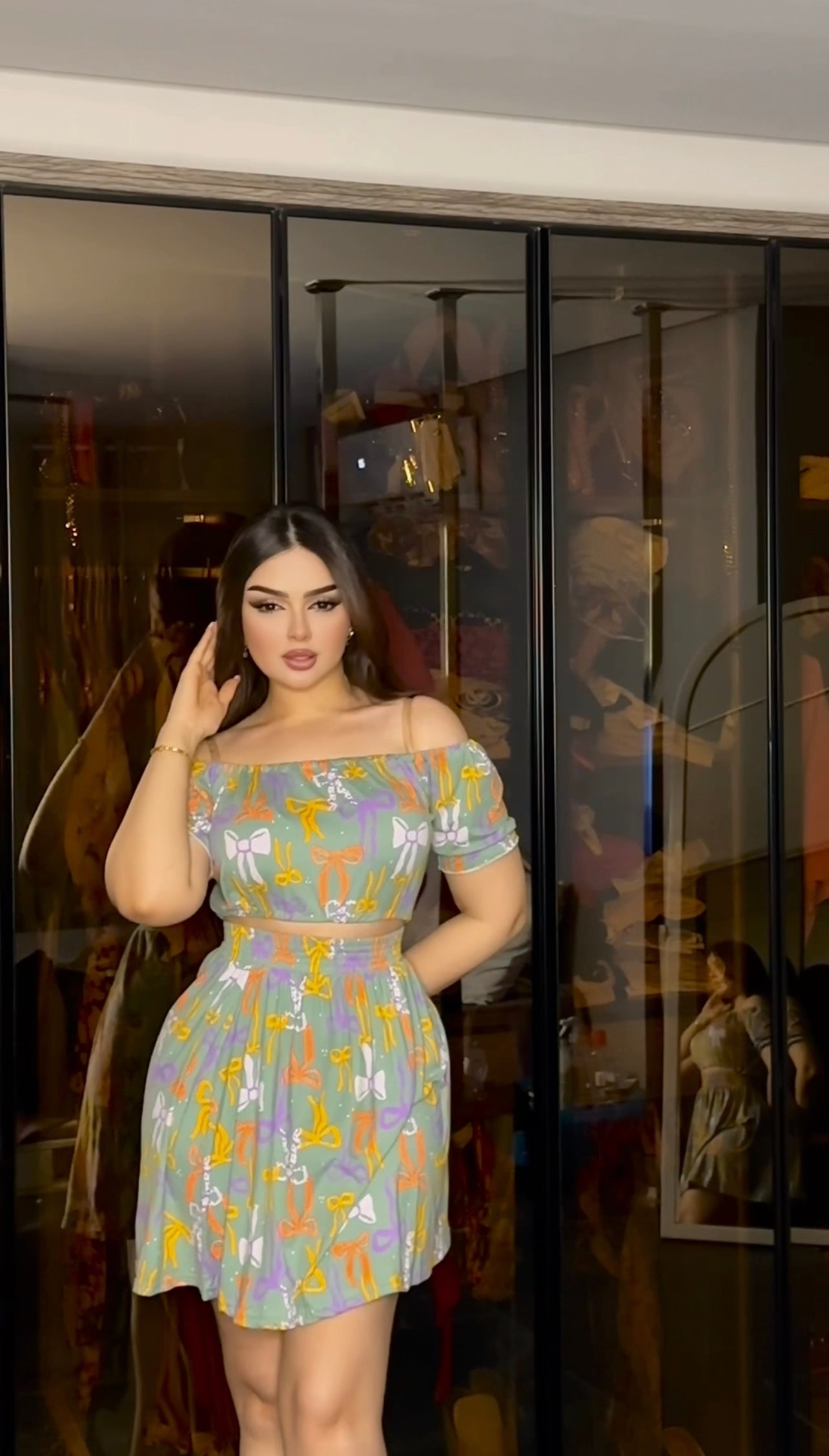 طقم جيبة فيونكة اخضر