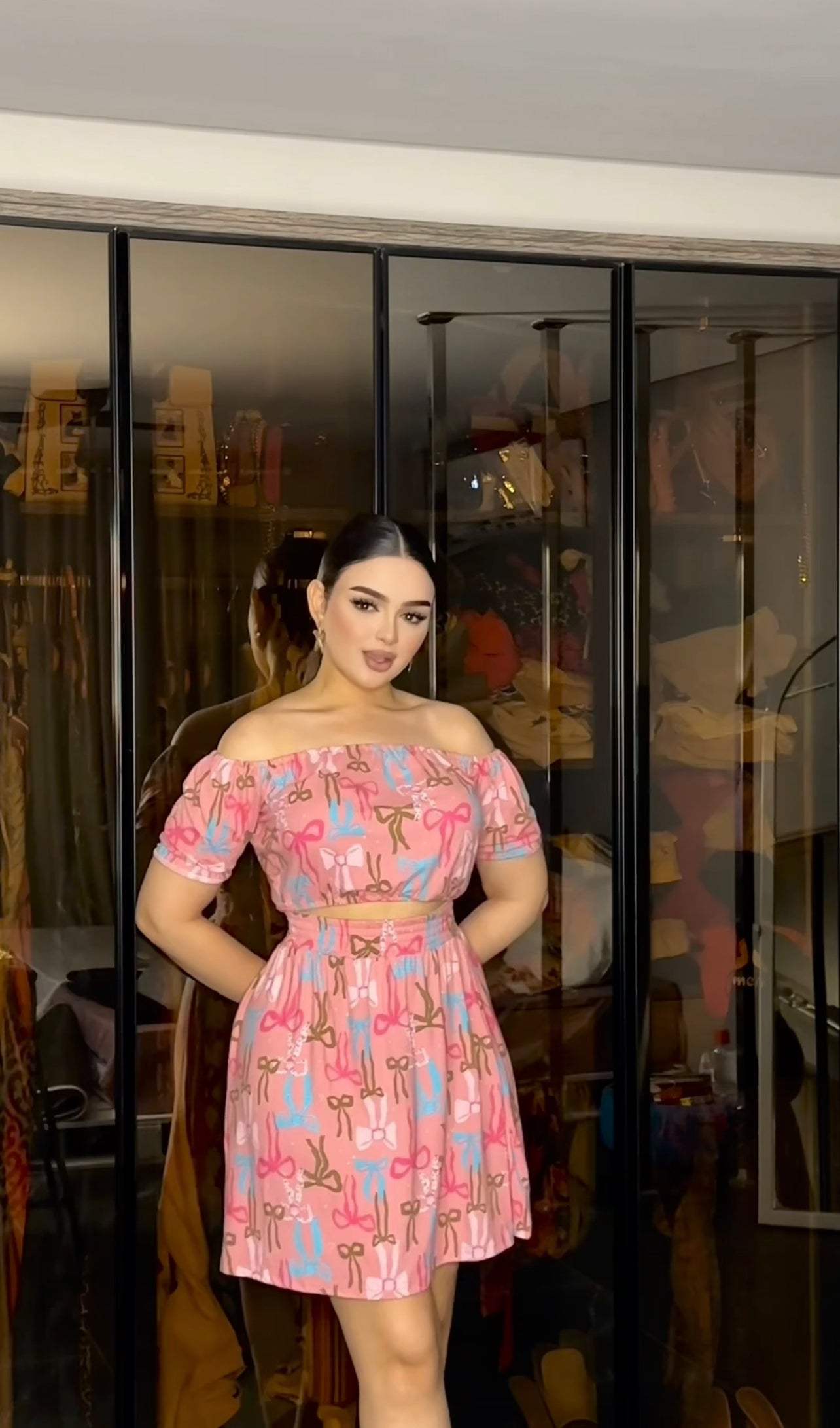 طقم جيبة فيونكة بينك