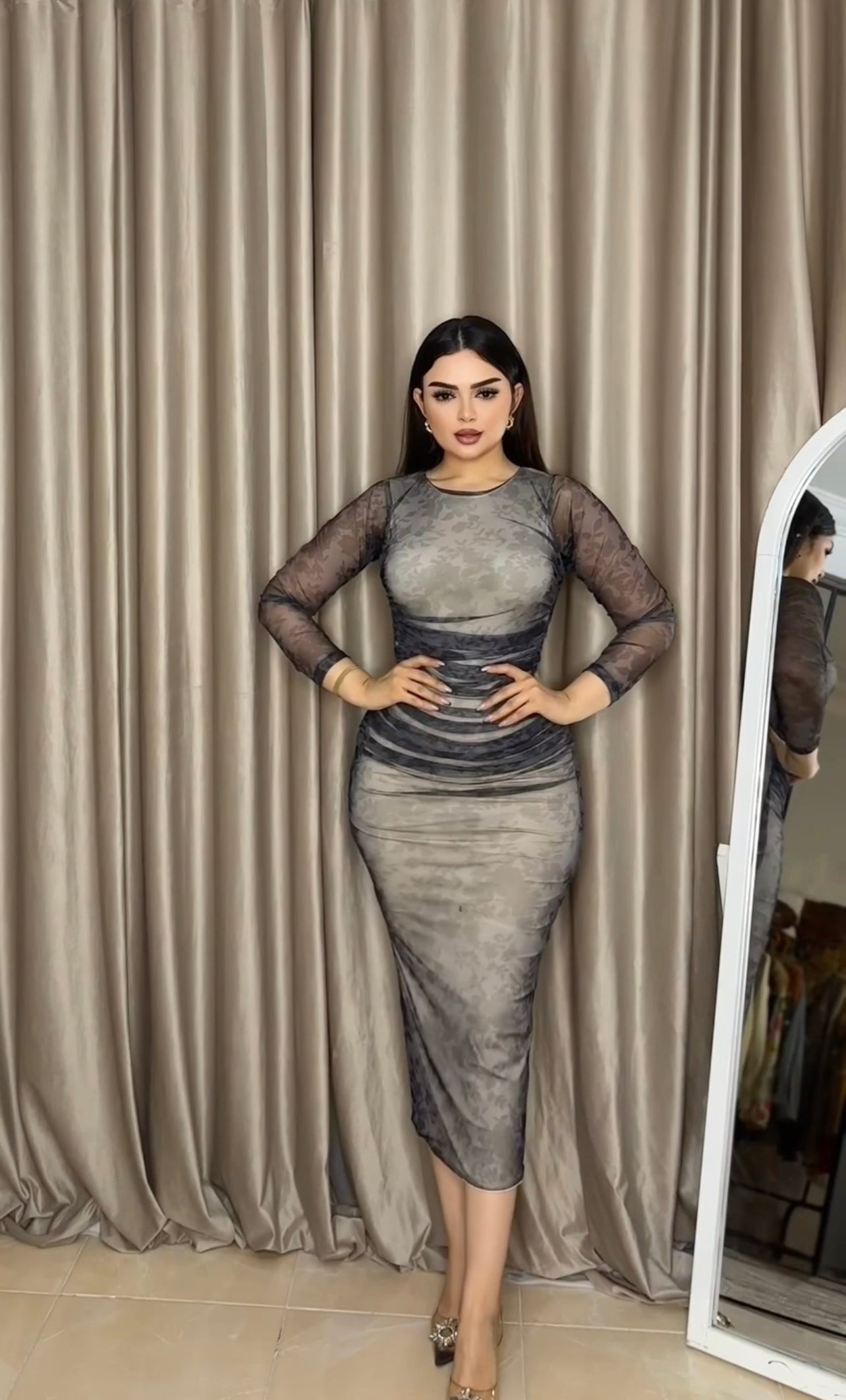 فستان تايجر رمادي